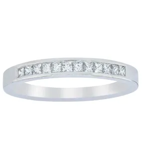 18ct White Gold .25ct Princess Cut Diamond Band