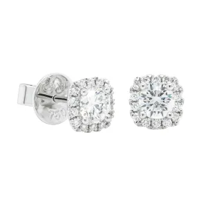 18ct White Gold .83ct Diamond Peony Stud Earrings