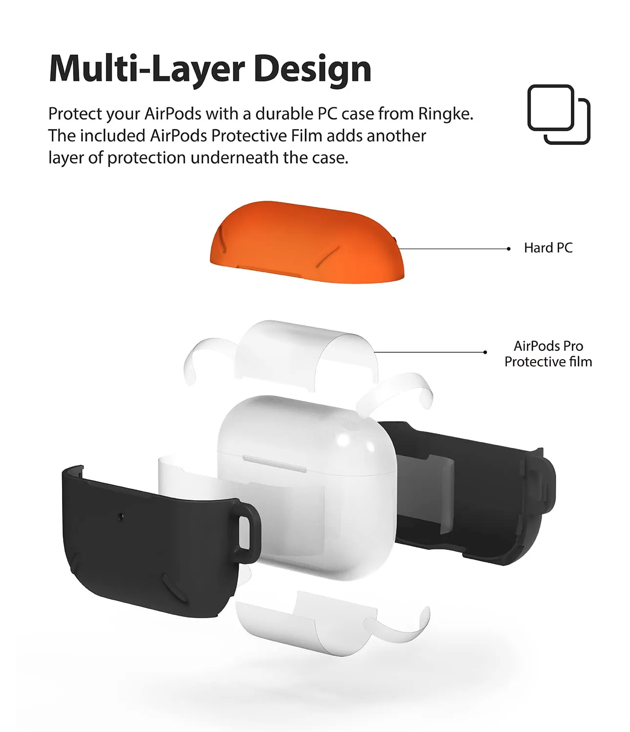 Apple AirPods Pro | Layered case - Orange & Black