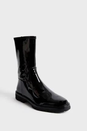 Black Stretch Patent Danny Boots