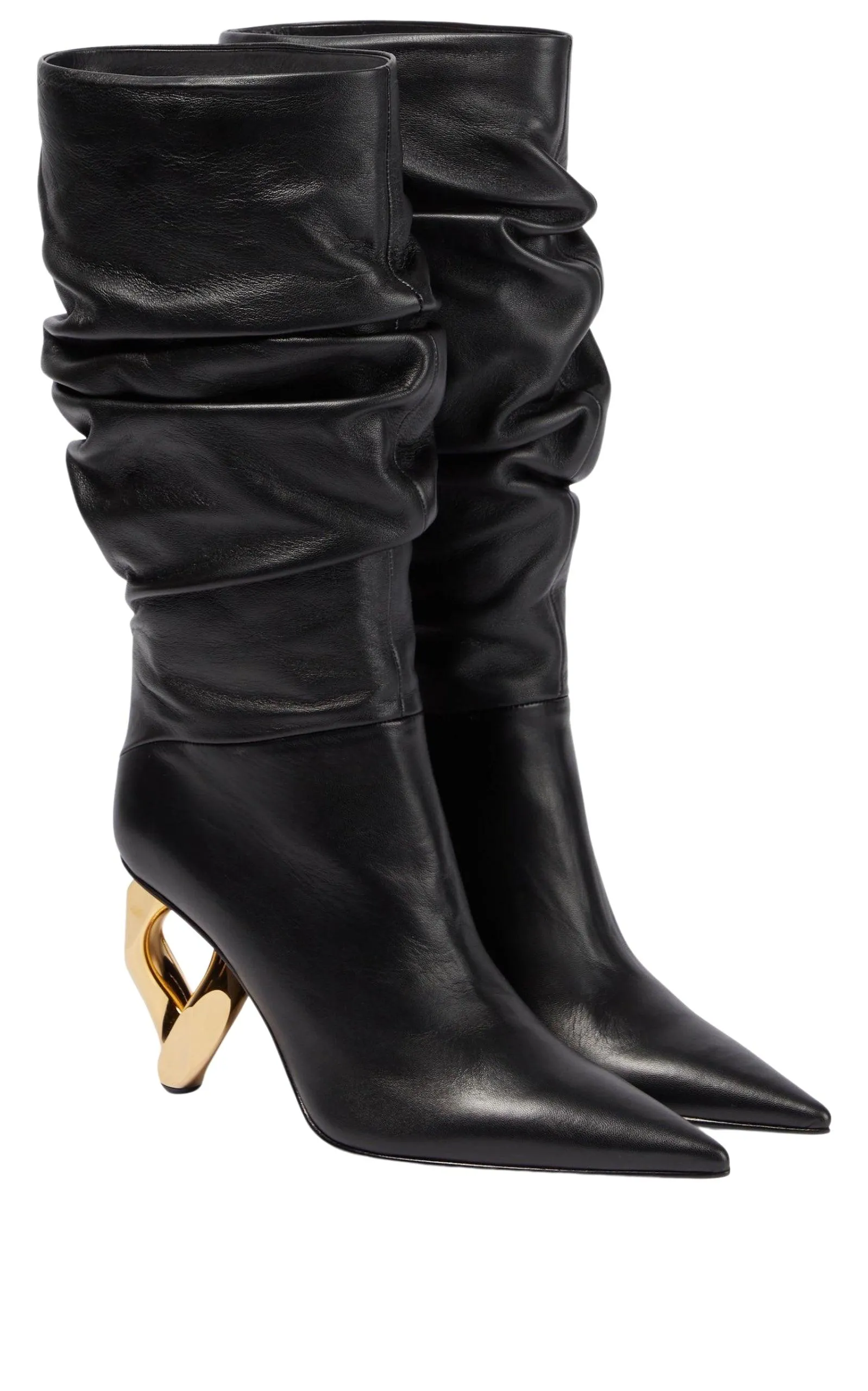 Chain Leather Heeled Boots