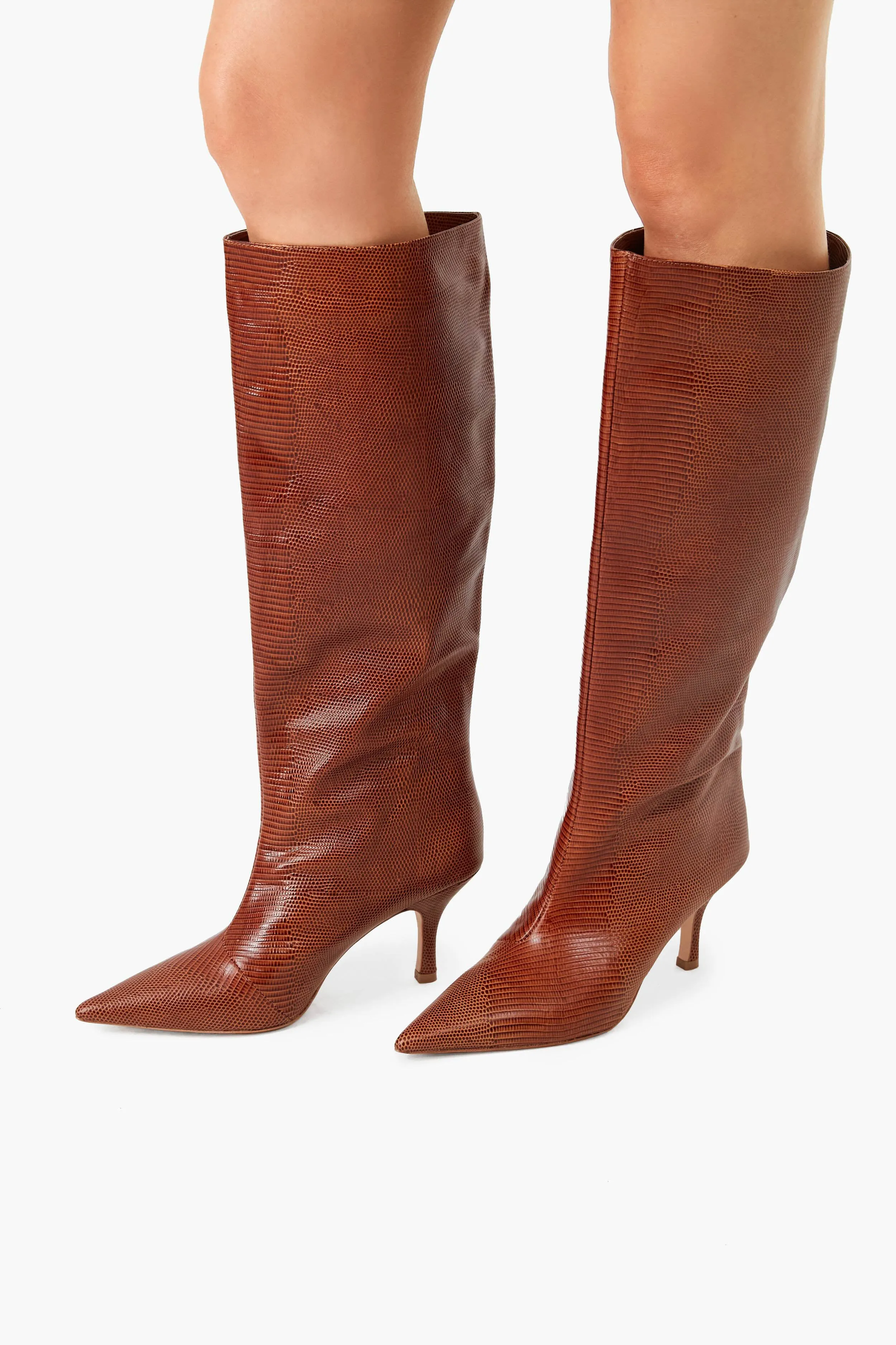 Hazelnut Embossed Lizard Whitney Boots