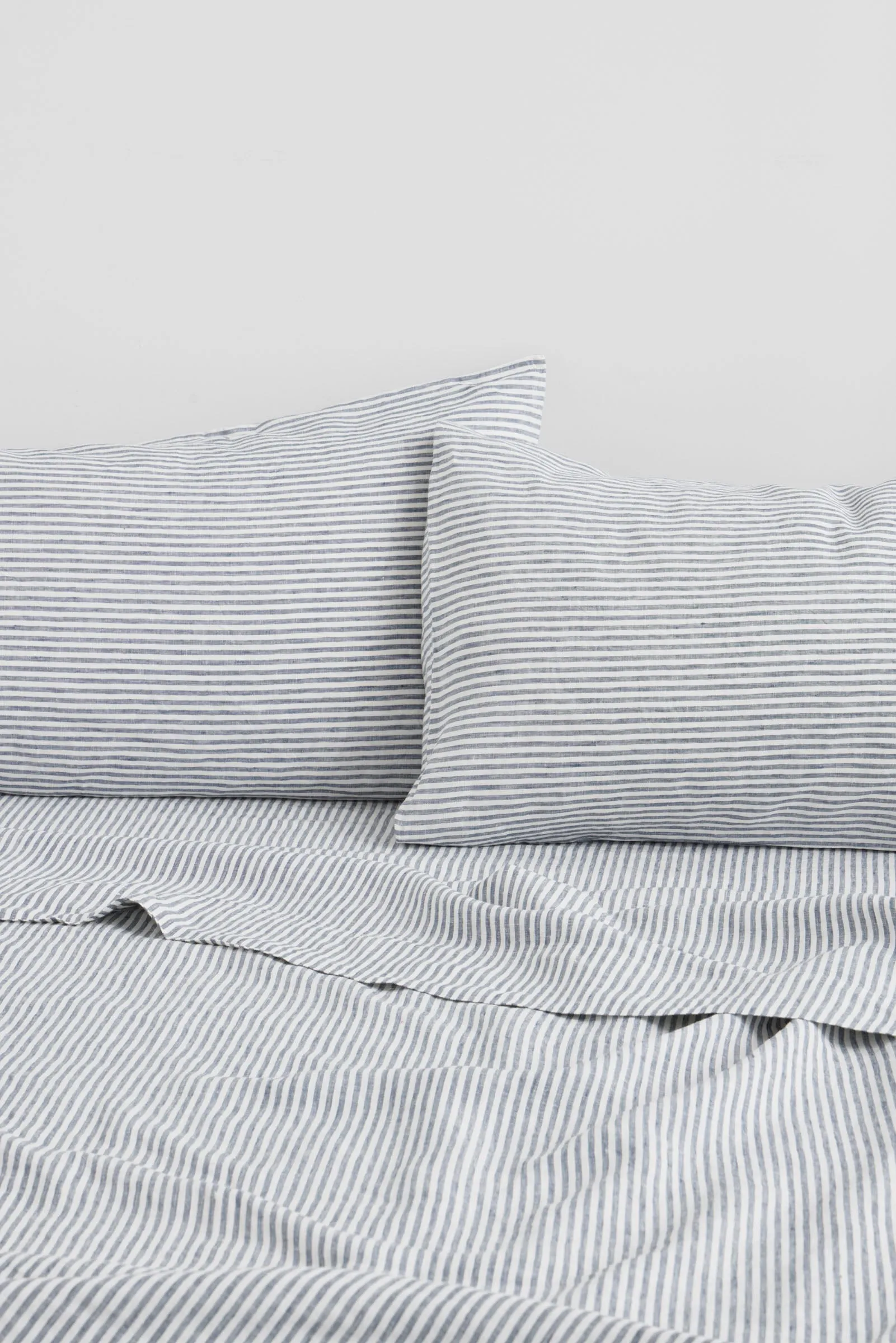 Linen Flat Sheet Ocean Stripe