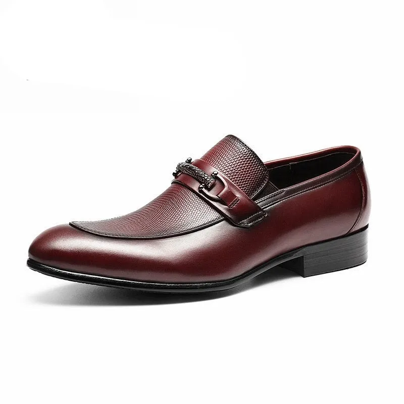 Men's Genuine Leather Pointed Toe Slip-On Closure Wedding Shoes