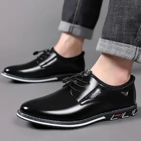 Men's PU Pointed Toe Lace-Up Closure Solid Formal Wedding Shoes