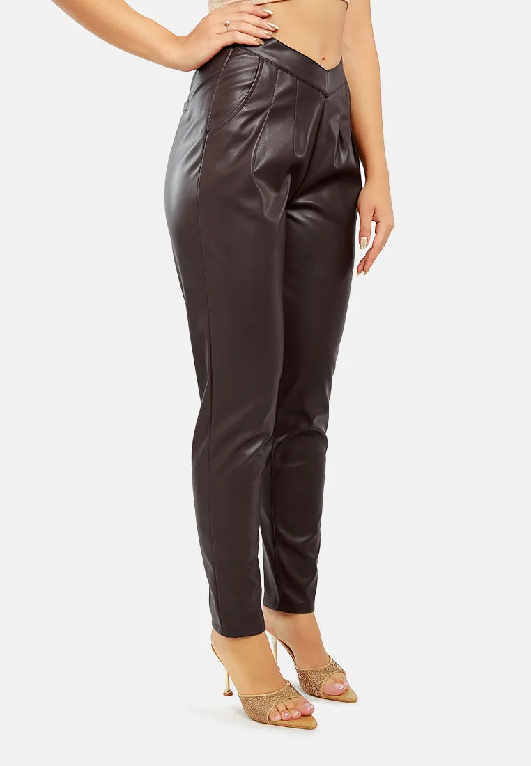 Pleated Faux Leather Pants