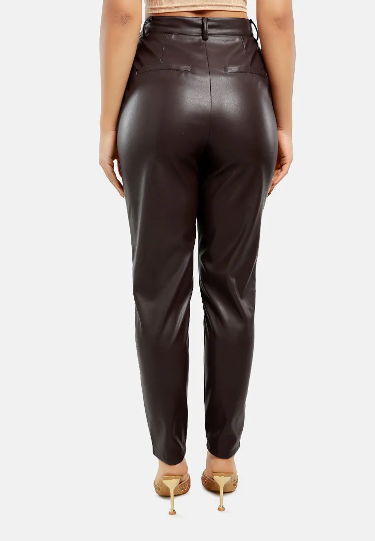 Pleated Faux Leather Pants