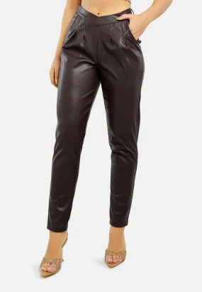 Pleated Faux Leather Pants