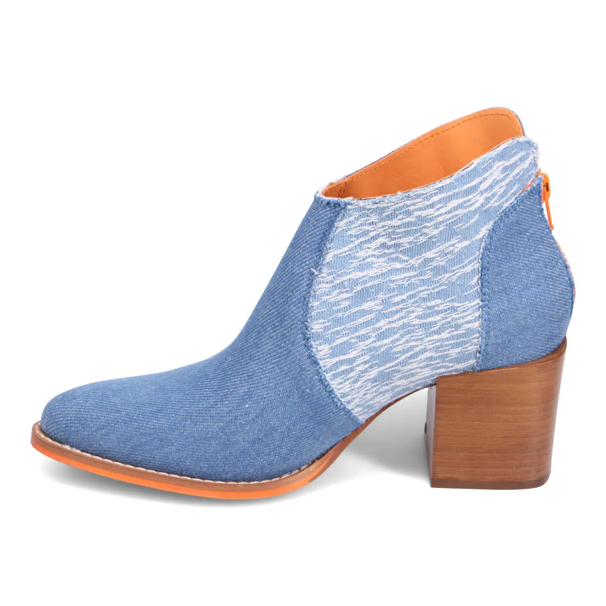 Terry Denim Heeled Bootie