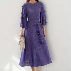 Women's Elegant Japanese Pleated Floral Dress